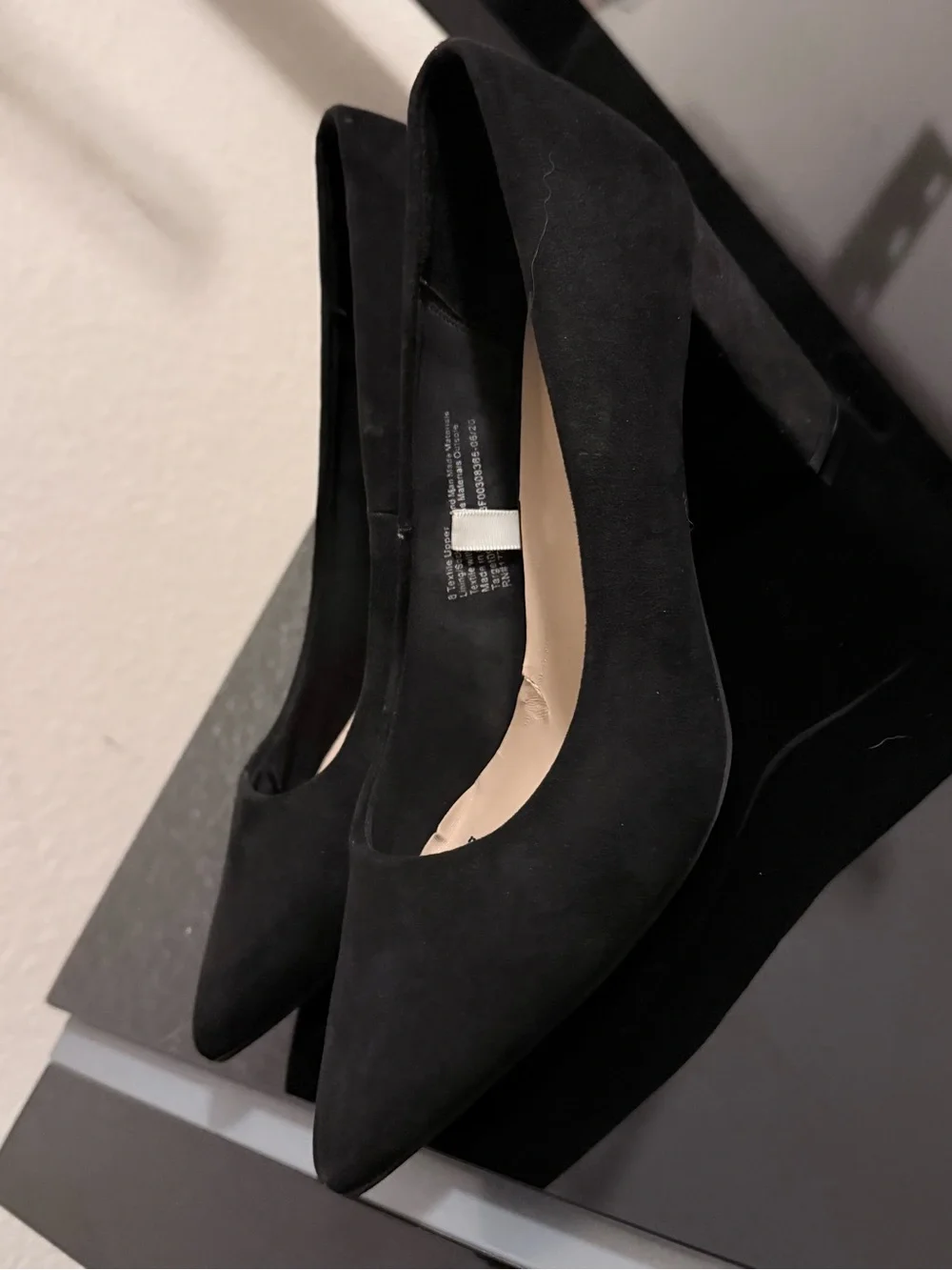 A new day Black Suede Pointed-Toe Wedge Pumps - Women